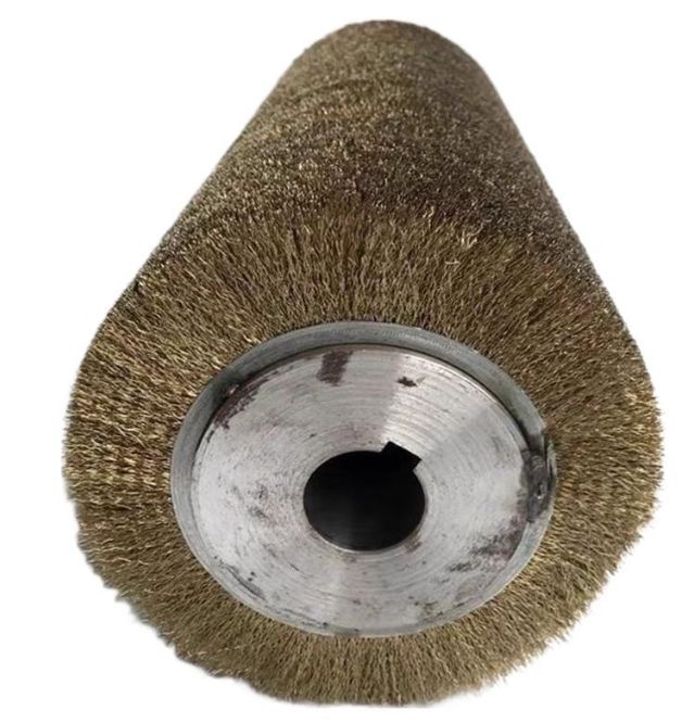 Custom Industrial Cylindrical Brush Brass Wire Wound Roller Brush For Metal/Wood Polishing